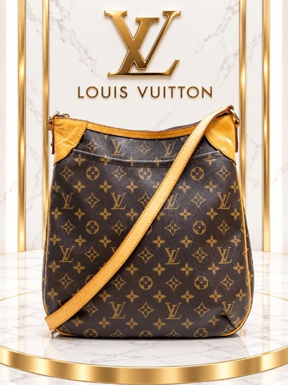 Authentic Louis Vuitton Odeon MM Monogram Canvas Crossbody Shoulder Bag Vintage